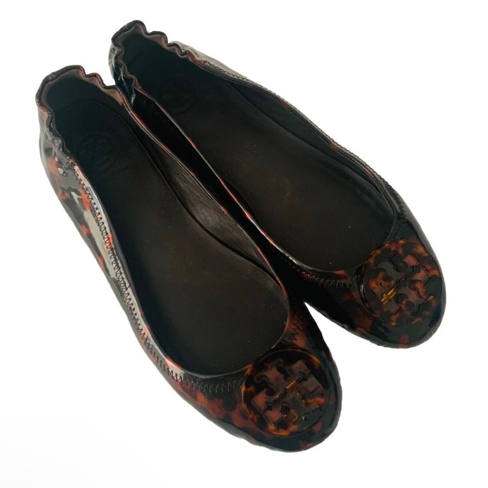 Tory Burch Patent Leather Tortoise Ballet Flats Women Size 8 Brown - Picture 5 of 10